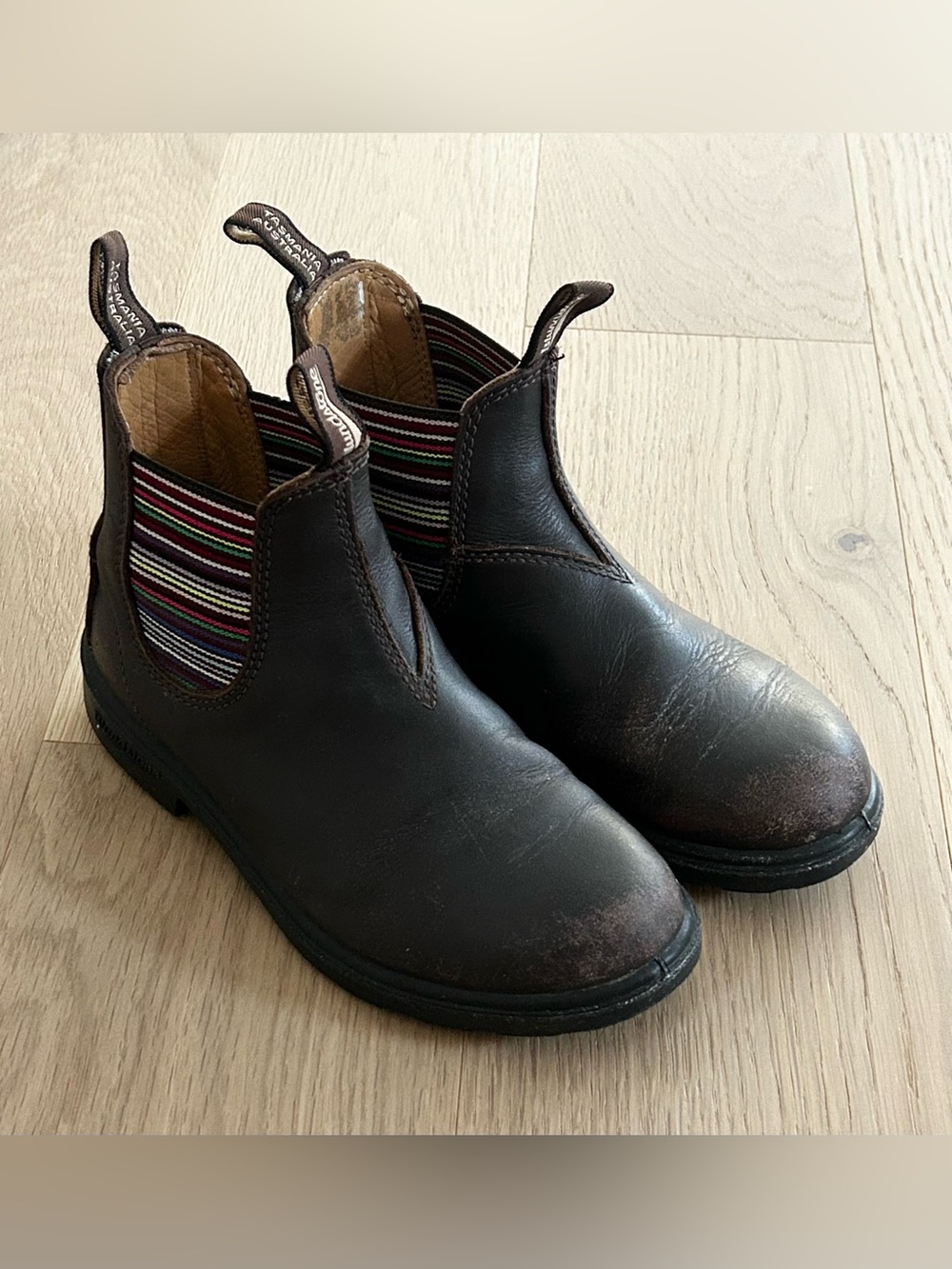 Kids Blundstone 1413 Striped Elastic Brown Chelsea Boot - Size 3 US